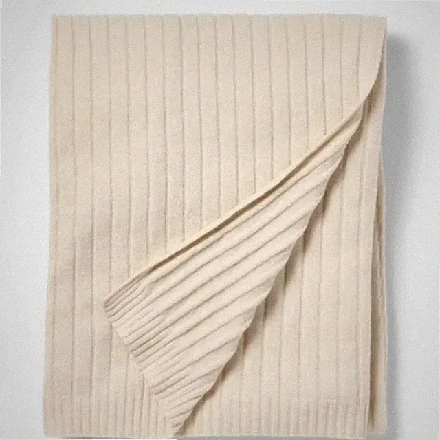 50"x60" Casual Mixed Rib Throw Blanket Beige Threshold Champagne Cream White