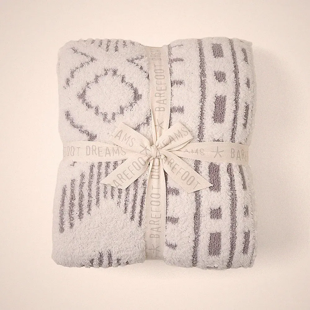 Barefoot Dreams CozyChic Artisan Throw 54"X72" | Color: Cream-Beach Rock