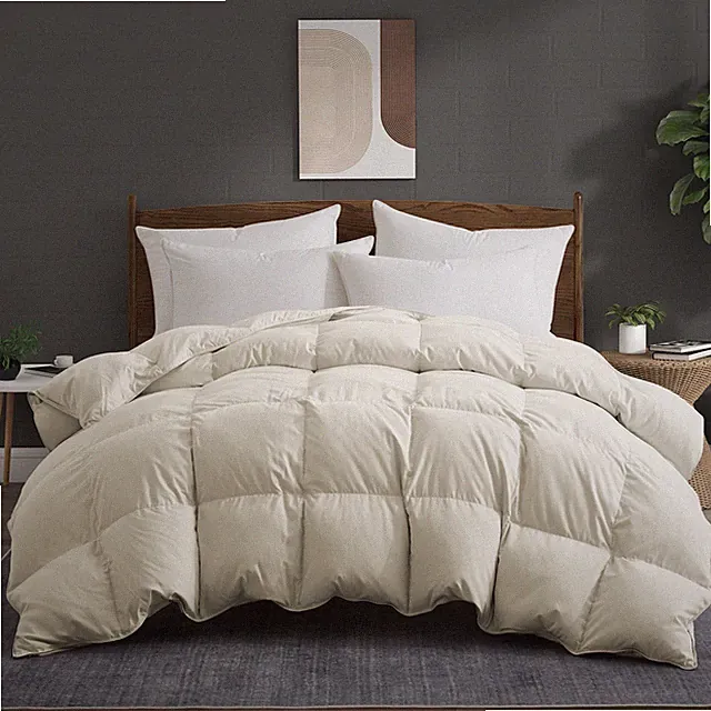 Cream Noise Free Oversized Down Feather Bed Blanket , King Queen Comforter Cozy