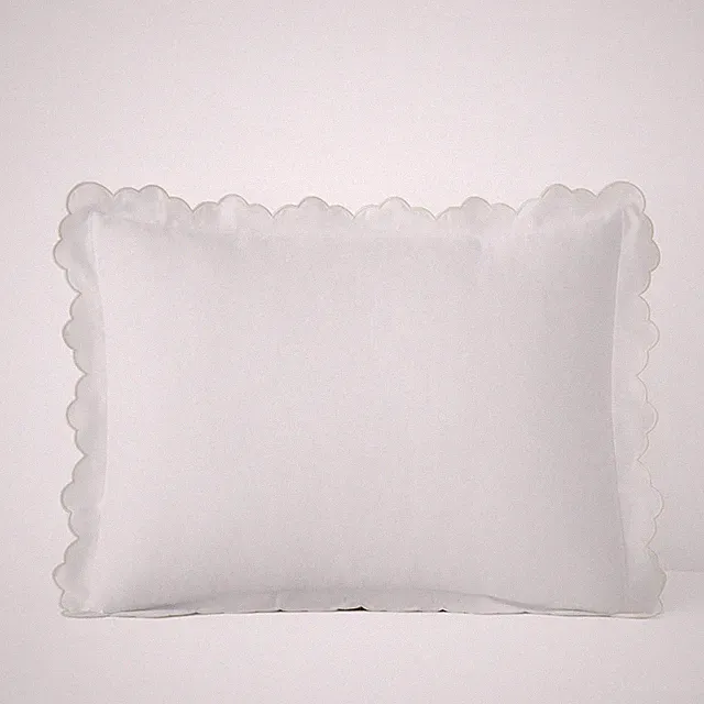 Embroidered Scallop Classic Smooth Sateen Solid Sham-Company Cotton|6163