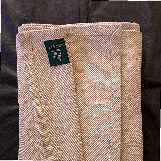 Lauren Ralph Lauren Bedding Cotton Herringbone Weave Cream Full/Queen Blanket