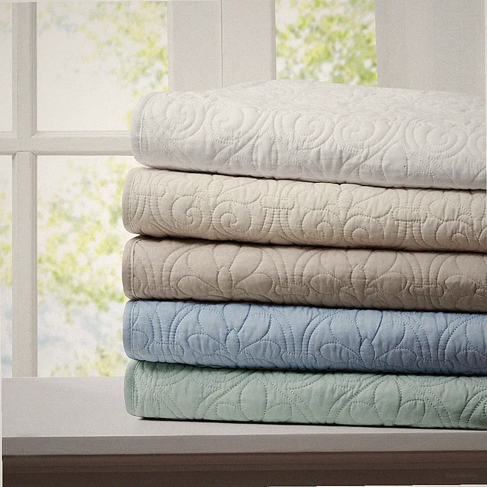 Madison Park Luxe Quilted Throw Blanket, Soft Cotton, 60x70" for Couch or Bed